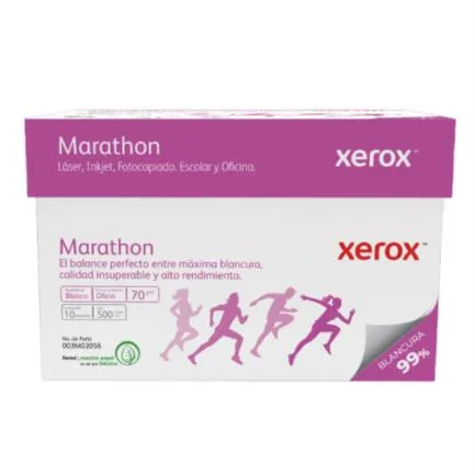 PAPEL CORTADO XEROX BOND MARATHON OFICIO 70GRS 99% BLANCURA C/5000 HOJAS SAT:60121104