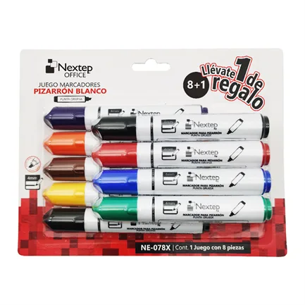 MARCADORES NEXTEP PARA PIZARRÓN BLANCO JUEGO 8 COLORES PUNTA GRUESA CINCEL 4MM SKU: NE-078X  SAT:44121700