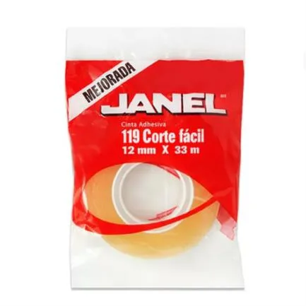 CINTA ADHESIVO CORTE FACIL JANEL 119 TRANSPARENTE DE 18 MM X 65 M 1 PIEZA  SAT:31201512
