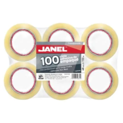 CINTA JANEL 155 EMPAQUE TRANSPARENTE 48MMX150M PAQUETE C/6 PZAS SAT:31201500