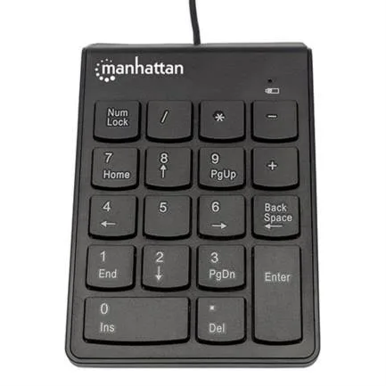 TECLADO NUMÉRICO ALÁMBRICO USB, 18 TECLAS DEL MISMO TAMAÑO INCLUYE TECLA DE RETROCESO COLOR NEGRO SAT 43211802