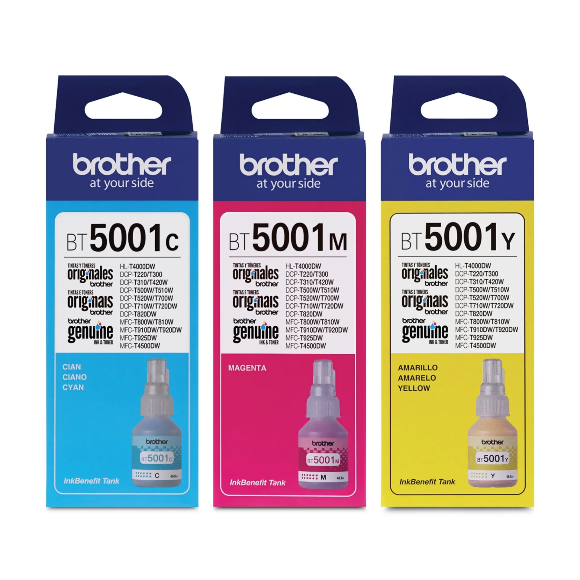 BOTELLA DE TINTA BROTHER  CIAN-MAGENTA AMARILLO ( BT5001C BT5001M , BT5001Y) RENDIMIENTO APROXIMADO DE 5000 PAGINAS SAT:44103105